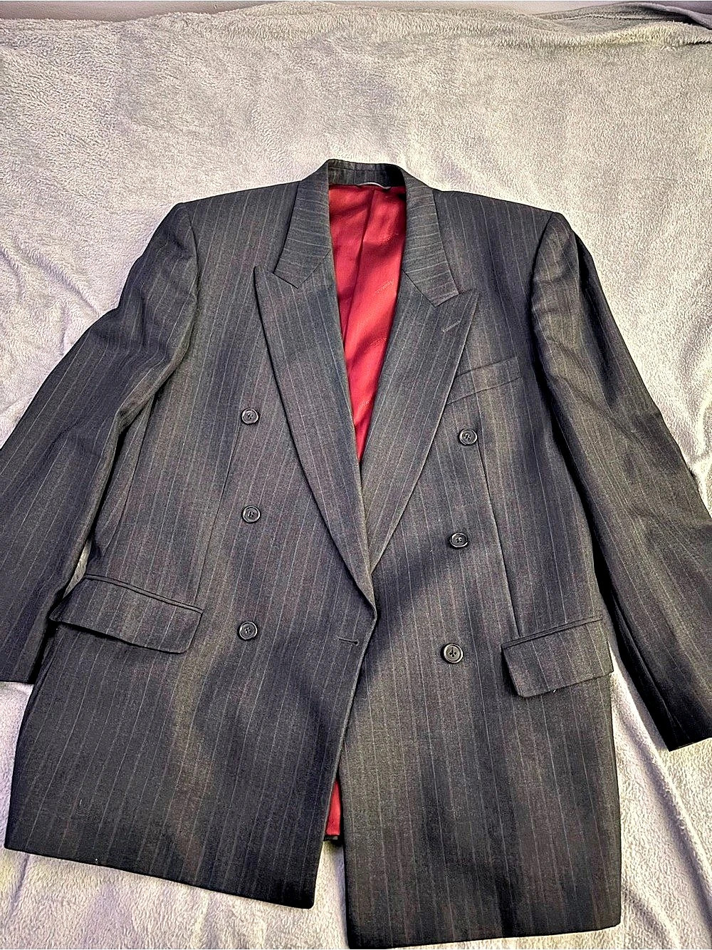 Aquascutum Men's Pinstripe Blazer Black & Red